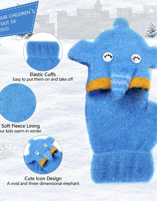 Load image into Gallery viewer, CNGYNI Toddler Cartoon Knitted Convertible Gloves Mittens Cover Sky Blue 1-3Y
