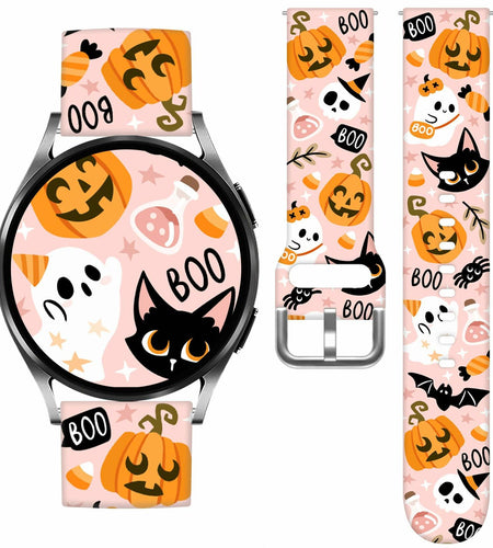 Vieeki Halloween Pumpkin Silicone Watch Band Samsung Galaxy 40-46mm Pink 20mm