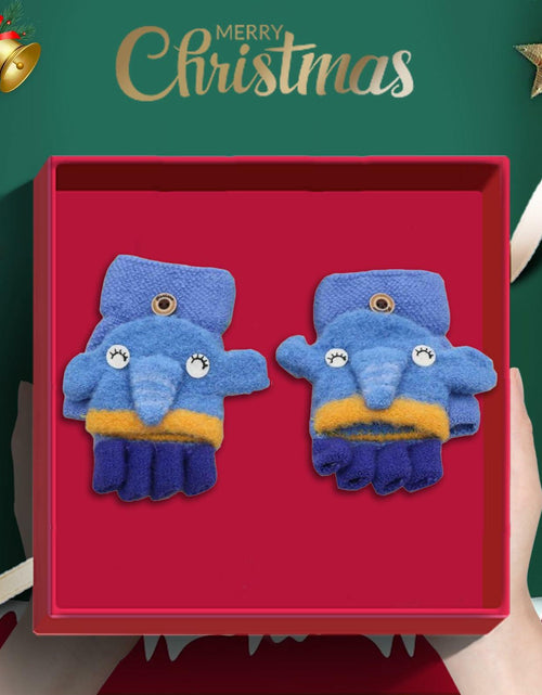 Load image into Gallery viewer, CNGYNI Toddler Cartoon Knitted Convertible Gloves Mittens Cover Sky Blue 1-3Y
