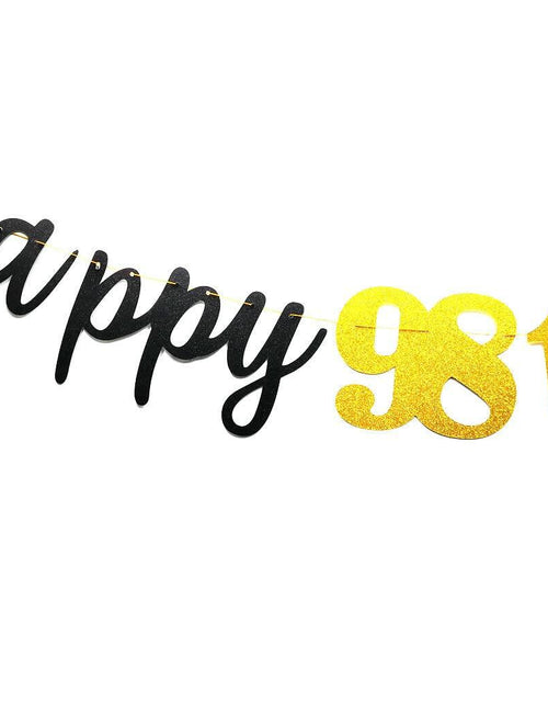 Load image into Gallery viewer, SPRICEMQC Happy 98th Birthday Banner Decoration Black Pre-Strung Paper
