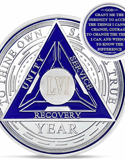 Load image into Gallery viewer, Recovery Triangle 56 Year Sobriety Coin Silver NA AA Medallion
