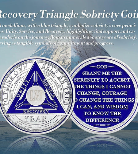 Recovery Triangle 56 Year Sobriety Coin Silver NA AA Medallion