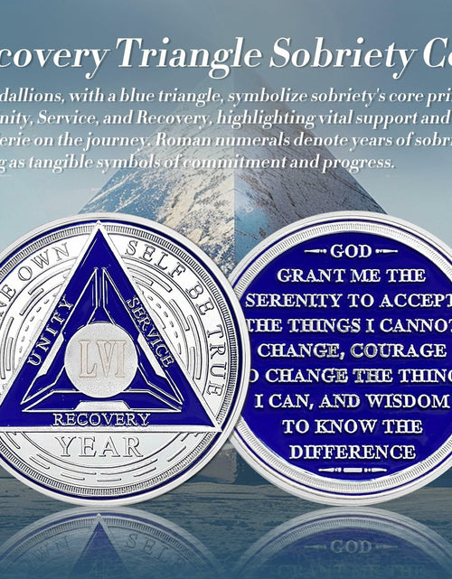 Load image into Gallery viewer, Recovery Triangle 56 Year Sobriety Coin Silver NA AA Medallion
