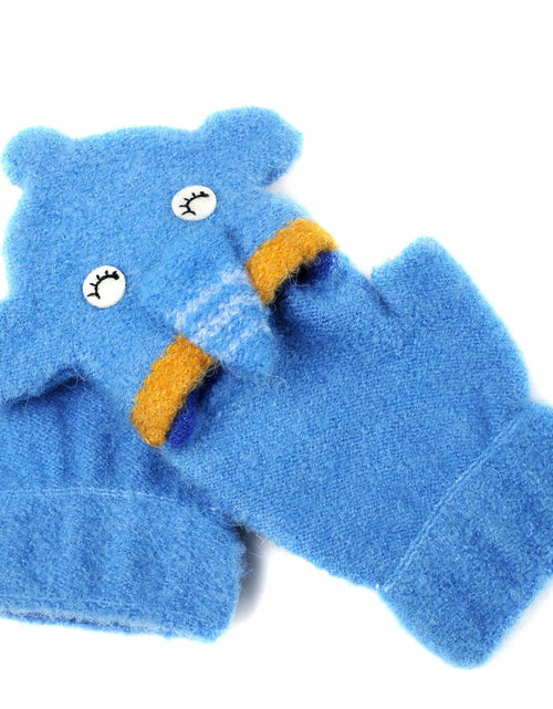 Load image into Gallery viewer, CNGYNI Toddler Cartoon Knitted Convertible Gloves Mittens Cover Sky Blue 1-3Y
