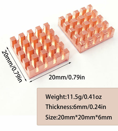 Haojiaho Pure Copper HeatSink 0.59x0.59x0.24in Adhesive Tape 2PCS Copper