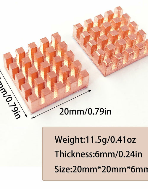 Load image into Gallery viewer, Haojiaho Pure Copper HeatSink 0.59x0.59x0.24in Adhesive Tape 2PCS Copper
