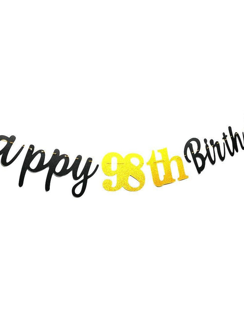 Load image into Gallery viewer, SPRICEMQC Happy 98th Birthday Banner Decoration Black Pre-Strung Paper
