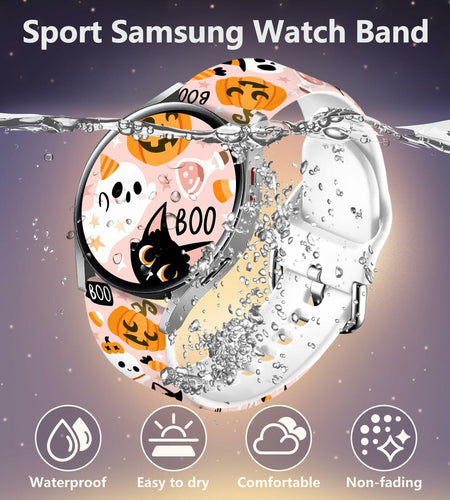 Vieeki Halloween Pumpkin Silicone Watch Band Samsung Galaxy 40-46mm Pink 20mm