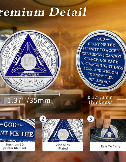 Load image into Gallery viewer, Recovery Triangle 56 Year Sobriety Coin Silver NA AA Medallion
