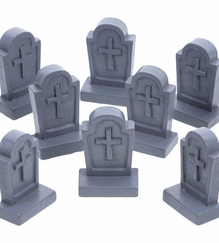BESTOYARD Halloween Mini Tombstone Decorations 20Pcs Gray Resin 1.06x0.70x0.39in