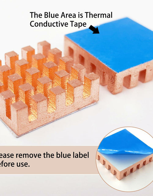 Load image into Gallery viewer, Haojiaho Pure Copper HeatSink 0.59x0.59x0.24in Adhesive Tape 2PCS Copper

