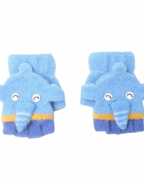 Load image into Gallery viewer, CNGYNI Toddler Cartoon Knitted Convertible Gloves Mittens Cover Sky Blue 1-3Y
