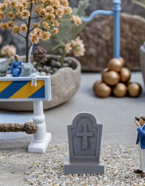 Load image into Gallery viewer, BESTOYARD Halloween Mini Tombstone Decorations 20Pcs Gray Resin 1.06x0.70x0.39in

