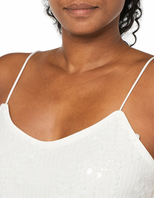 Load image into Gallery viewer, Anne Klein Missy Paillet Sequin Mesh V Neck Cami Bright White Size S

