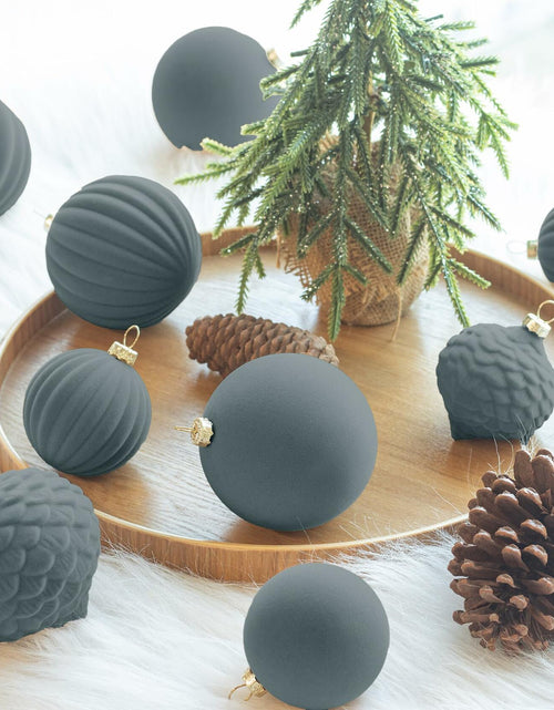 Load image into Gallery viewer, KI Store Velvet Christmas Balls Lux Gray 25pcs Flocked Xmas Tree Decor
