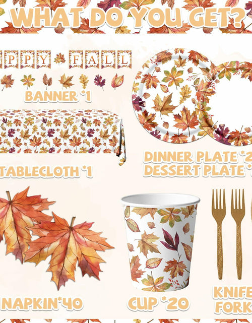 Load image into Gallery viewer, Guzbewu Fall Leaves Paper Plates Napkins Set 142pcs Orange White Autumn
