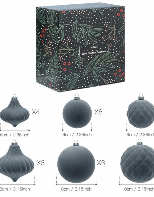 Load image into Gallery viewer, KI Store Velvet Christmas Balls Lux Gray 25pcs Flocked Xmas Tree Decor
