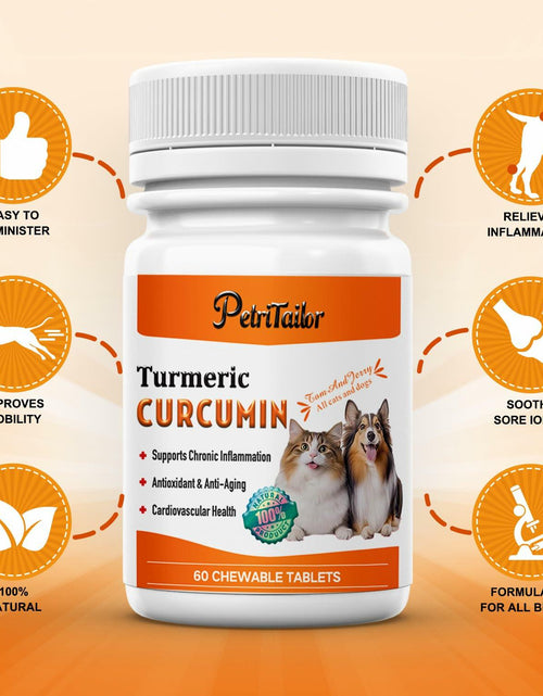 Load image into Gallery viewer, PetriTailor Turmeric Curcumin Dog Supplement Hip &amp; Joint Support 60 Tablets

