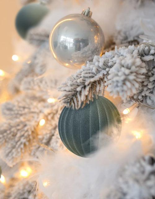 Load image into Gallery viewer, KI Store Velvet Christmas Balls Lux Gray 25pcs Flocked Xmas Tree Decor
