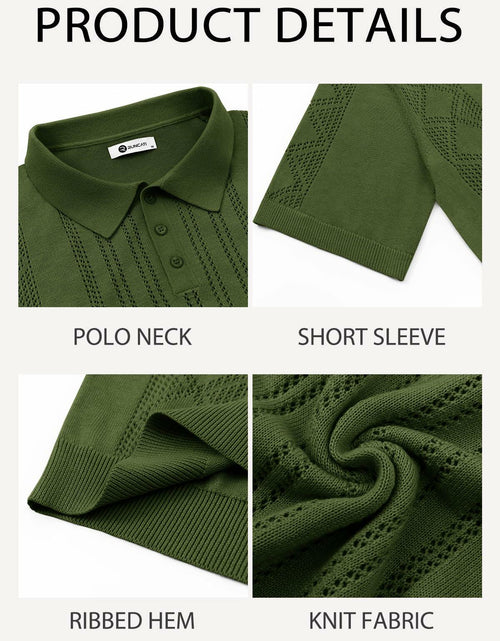 Load image into Gallery viewer, Runcati Mens Slim Fit Knit Polo Shirt Short Sleeve Cotton Army Green Size XL
