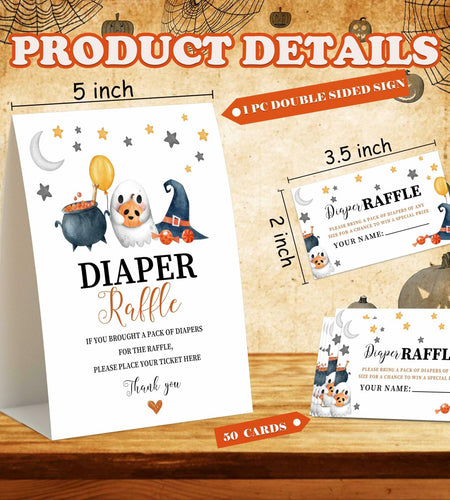 Senkiiv Baby Shower Games Halloween Diaper Raffle 1 Sign 50 Tickets