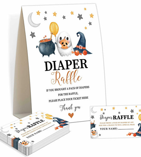 Senkiiv Baby Shower Games Halloween Diaper Raffle 1 Sign 50 Tickets