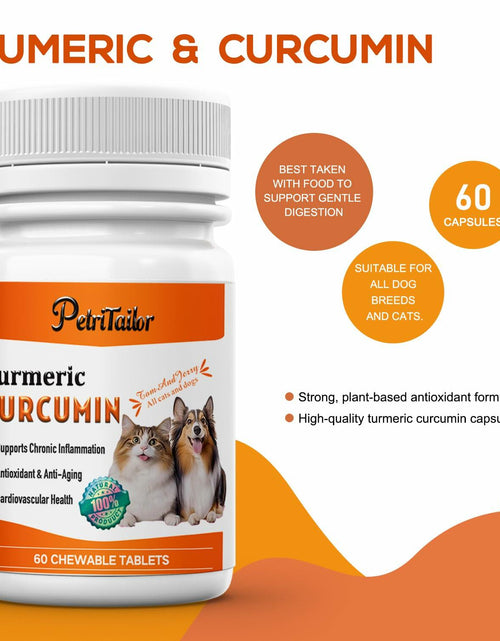 Load image into Gallery viewer, PetriTailor Turmeric Curcumin Dog Supplement Hip &amp; Joint Support 60 Tablets
