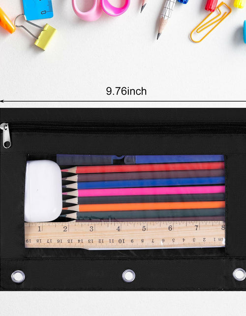Load image into Gallery viewer, LaOficina 50 Pack 3 Ring Zippered Binder Pencil Pouch Clear Window Black
