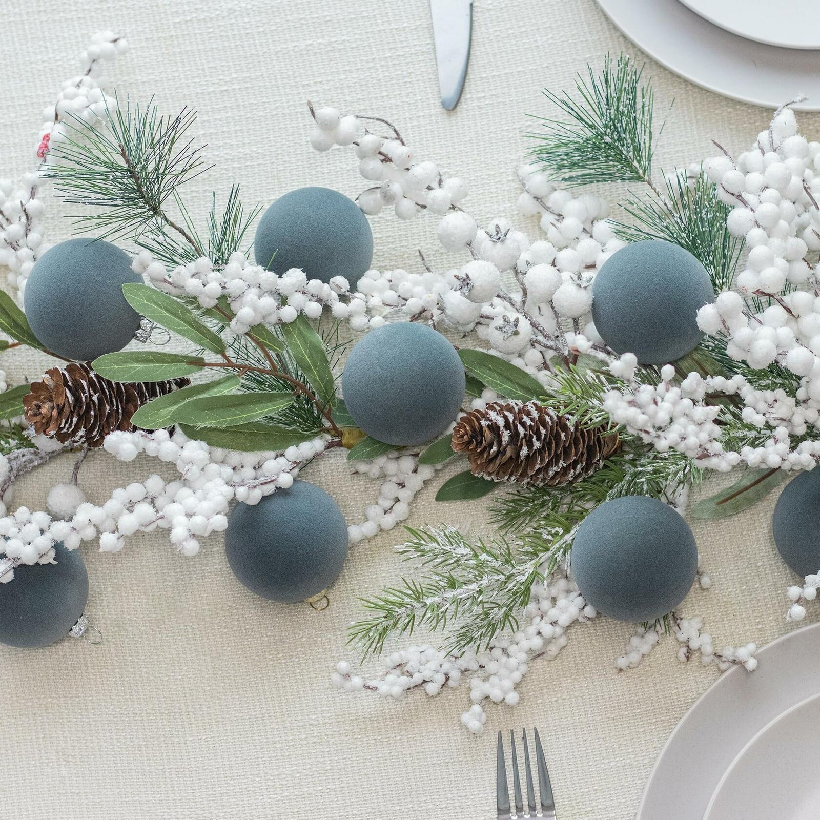 KI Store Velvet Christmas Balls Lux Gray 25pcs Flocked Xmas Tree Decor