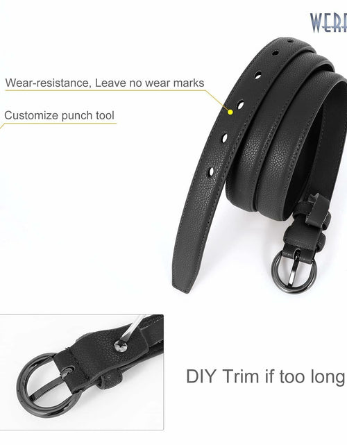 Load image into Gallery viewer, WERFORU Women Leather Skinny Dress Belts 2 Pack Gold Buckle Black Beige
