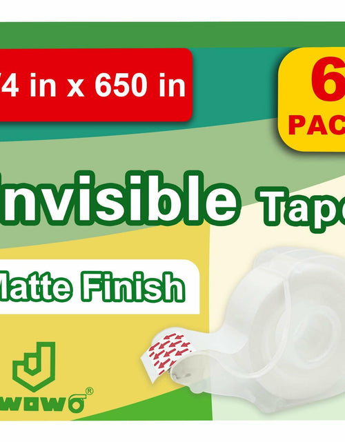 Load image into Gallery viewer, JWOWO Invisible Tape Refillable Dispenser Matte 3/4in x 650in 6 Pack
