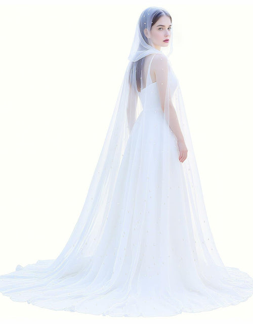 Load image into Gallery viewer, Geyoga Women Peals Tulle Hooded Cape Sheer Elf Cloak White
