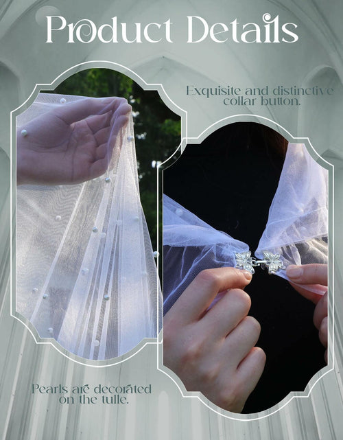 Load image into Gallery viewer, Geyoga Women Peals Tulle Hooded Cape Sheer Elf Cloak White

