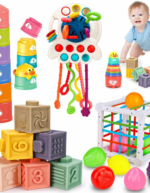 Load image into Gallery viewer, Qirptey Montessori Baby Toys Infant Pull String Stacking Cups Multicolor
