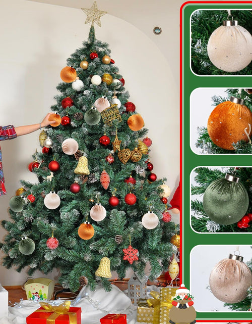 Load image into Gallery viewer, Meschett Velvet Ball Christmas Ornaments Set 12pcs 78mm Green Brown Neutral
