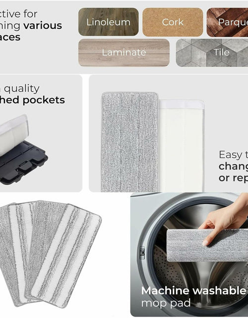 Load image into Gallery viewer, INHOMES Self-Wringing Flat Mop with 4 Microfiber Pads, 56" Handle
