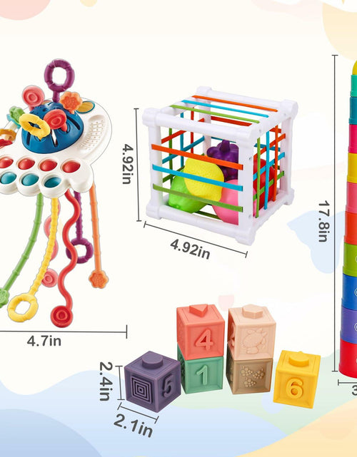 Load image into Gallery viewer, Qirptey Montessori Baby Toys Infant Pull String Stacking Cups Multicolor
