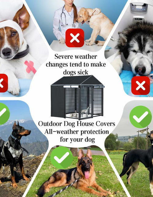 Load image into Gallery viewer, NGB Outdoor Dog Kennel Cover 4x4x4.5ft 600D Waterproof Windproof Black
