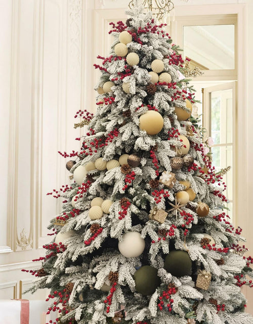 Load image into Gallery viewer, Obgora 15PCS 3.15" Beige Velvet Flocked Christmas Ornaments Balls
