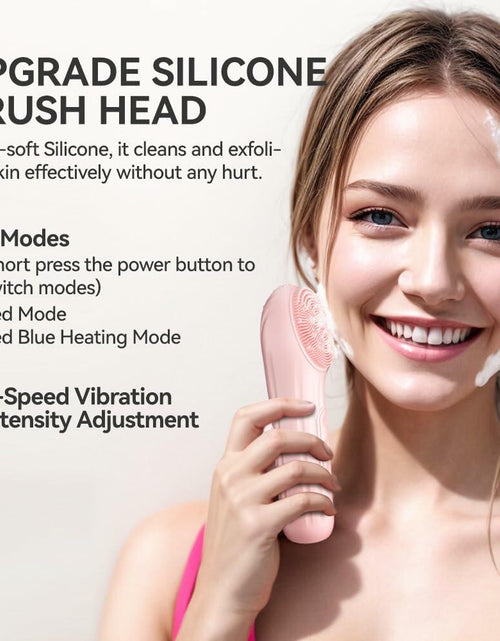 Load image into Gallery viewer, ZEXIYP Silicone Face Scrubber Electric Waterproof Brush 5 Strength Pink

