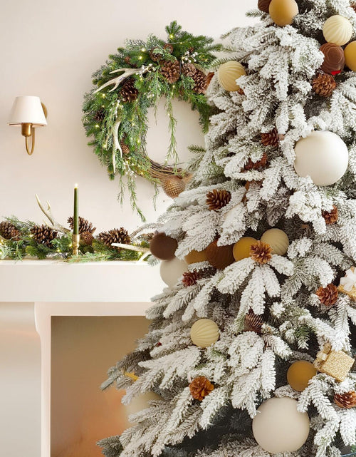Load image into Gallery viewer, Obgora 15PCS Velvet Flocked Christmas Ornaments 3.15in Brown Light Coffee Beige
