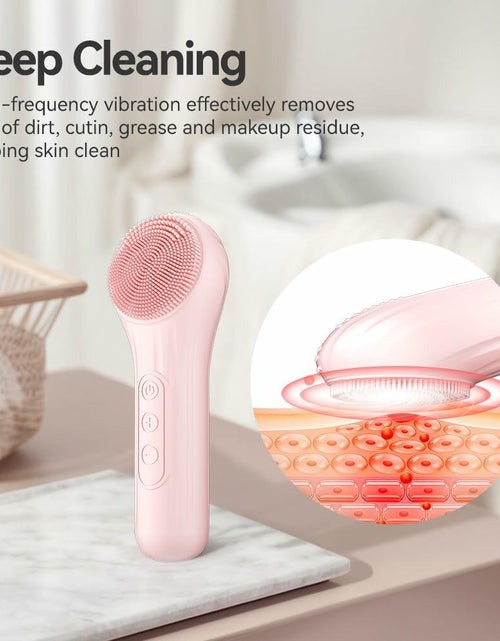 Load image into Gallery viewer, ZEXIYP Silicone Face Scrubber Electric Waterproof Brush 5 Strength Pink
