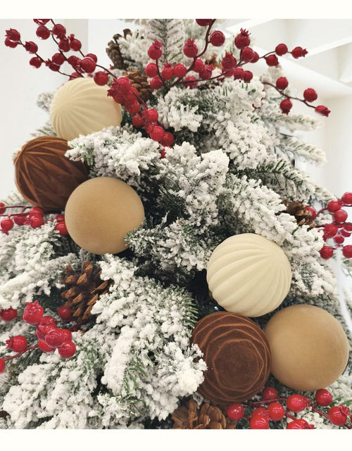Load image into Gallery viewer, Obgora 15PCS Velvet Flocked Christmas Ornaments 3.15in Brown Light Coffee Beige
