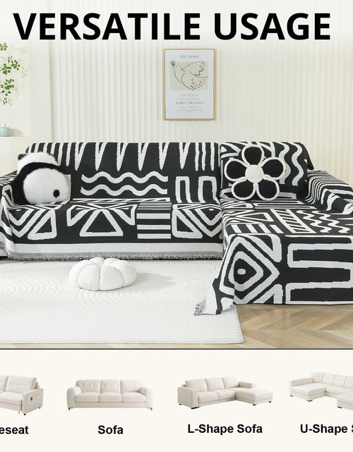 Load image into Gallery viewer, Royhom Boho Chenille Sofa Cover Tassel Loveseat L-Shaped Khaki 71x102
