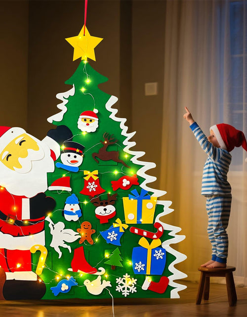 Load image into Gallery viewer, JUN-ELECTRON DIY Felt Christmas Tree Set 3.2Ft Green with Ornaments &amp; Lights
