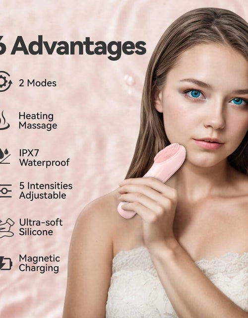 Load image into Gallery viewer, ZEXIYP Silicone Face Scrubber Electric Waterproof Brush 5 Strength Pink
