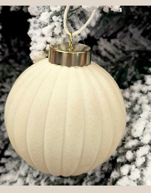 Load image into Gallery viewer, Obgora 15PCS 3.15" Beige Velvet Flocked Christmas Ornaments Balls
