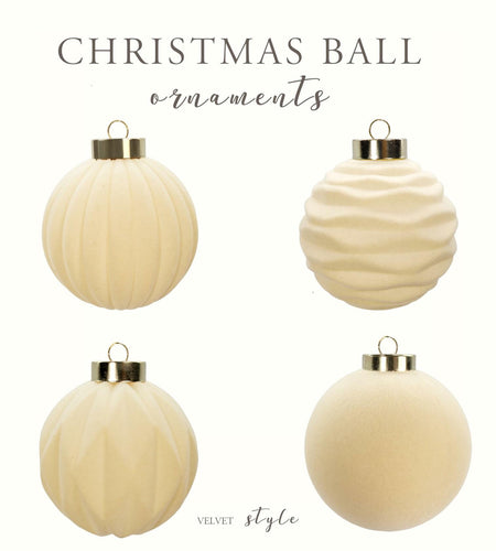 Obgora 15PCS 3.15" Beige Velvet Flocked Christmas Ornaments Balls