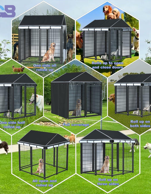 Load image into Gallery viewer, NGB Outdoor Dog Kennel Cover 4x4x4.5ft 600D Waterproof Windproof Black
