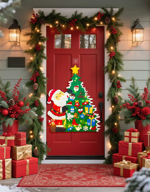 Load image into Gallery viewer, JUN-ELECTRON DIY Felt Christmas Tree Set 3.2Ft Green with Ornaments &amp; Lights
